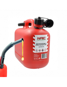 Plastikowy kanister na paliwo, olej z rurką wlewową 5L NAC 5902490763715