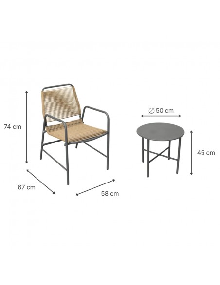 Komplet mebli na balkon: 2x krzesło + okrągły stolik Aprica Meven  8