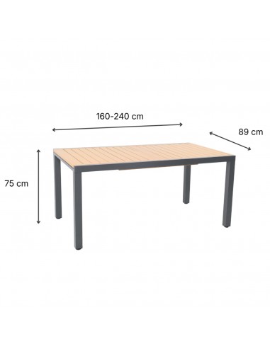 Ogrodowy stół rozkładany z aluminium 160/240 cm Valencia Meven  11