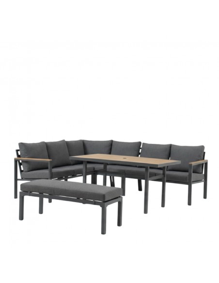 Zestaw mebli ogrodowych: narożnik + stół obiadowy + ławka z poduszkami Siena Meven  11