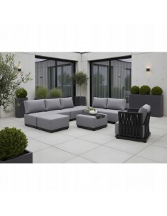Modułowe meble ogrodowe z aluminium Gijon: Narożnik + Fotel + Stolik  2