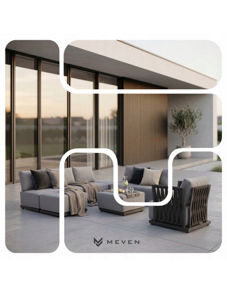 Modułowe meble ogrodowe z aluminium Gijon: Narożnik + Fotel + Stolik  6