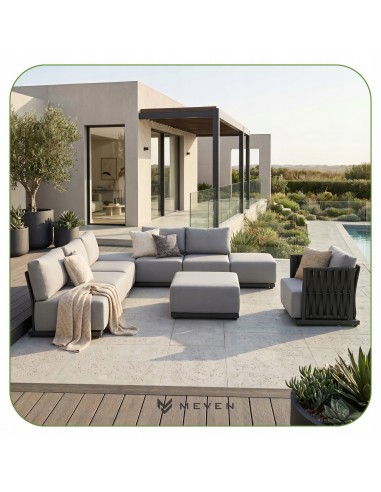 Modułowe meble ogrodowe z aluminium Gijon: Narożnik + Fotel + Stolik  5