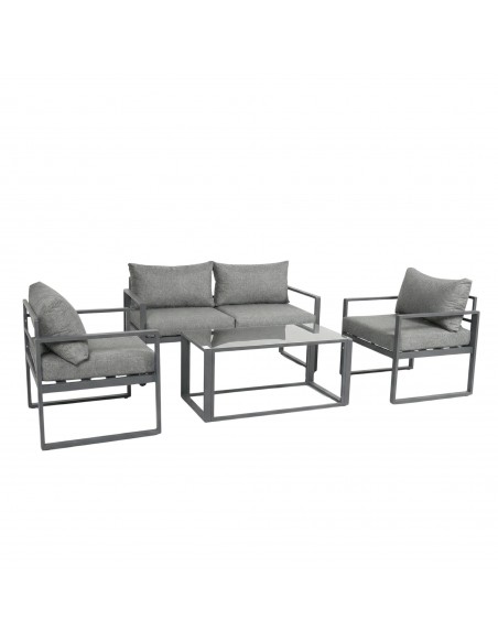 Funkcjonalny i stylowy zestaw mebli ogrodowych z aluminium dla 4-5 osób VASTO MEVEN szary 