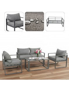Funkcjonalny i stylowy zestaw mebli ogrodowych z aluminium dla 4-5 osób VASTO MEVEN szary 