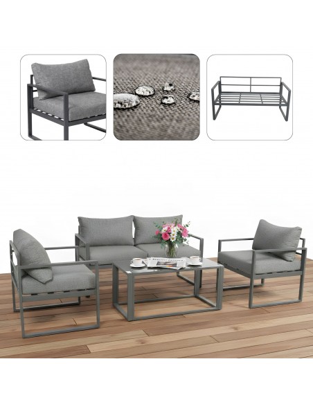 Funkcjonalny i stylowy zestaw mebli ogrodowych z aluminium dla 4-5 osób VASTO MEVEN szary  2