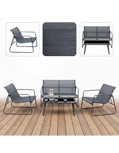 Stalowe meble balkonowe Wenecja Meven, Sofa + 2x Fotel + Stolik 