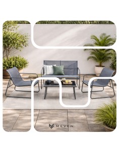 Stalowe meble balkonowe Wenecja Meven, Sofa + 2x Fotel + Stolik  2