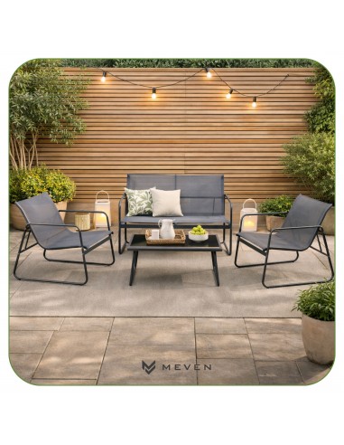 Stalowe meble balkonowe Wenecja Meven, Sofa + 2x Fotel + Stolik  3