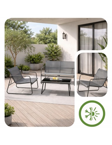 Stalowe meble balkonowe Wenecja Meven, Sofa + 2x Fotel + Stolik  4