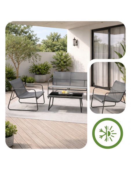 Stalowe meble balkonowe Wenecja Meven, Sofa + 2x Fotel + Stolik  4