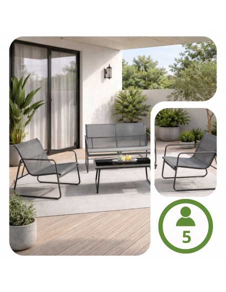 Stalowe meble balkonowe Wenecja Meven, Sofa + 2x Fotel + Stolik  6