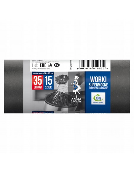 Supermocne worki na śmieci zmieszane 35L Anna Zaradna 15 szt.  2