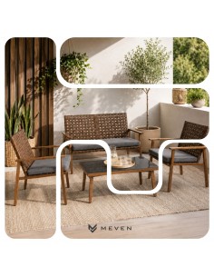 Elegancki zestaw mebli ogrodowych tarasowych  z plecionką i aluminiowym stelażem Trapani MEVEN, 4 osoby  2