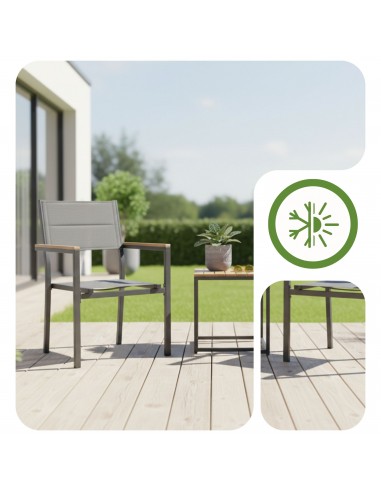 Zestaw grafitowych krzeseł do ogrodu na balkon taras z aluminium 2 szt.  5