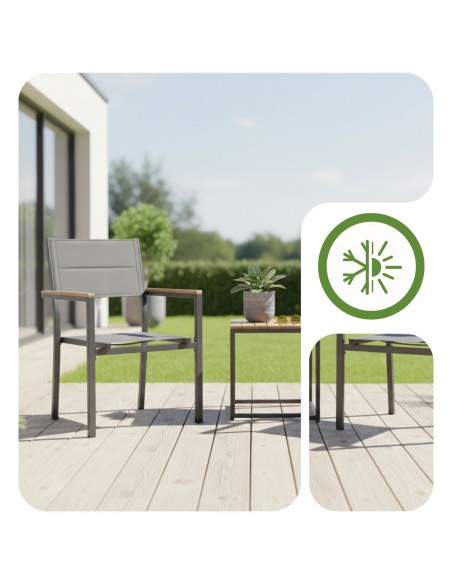 Zestaw grafitowych krzeseł do ogrodu na balkon taras z aluminium 2 szt.  5