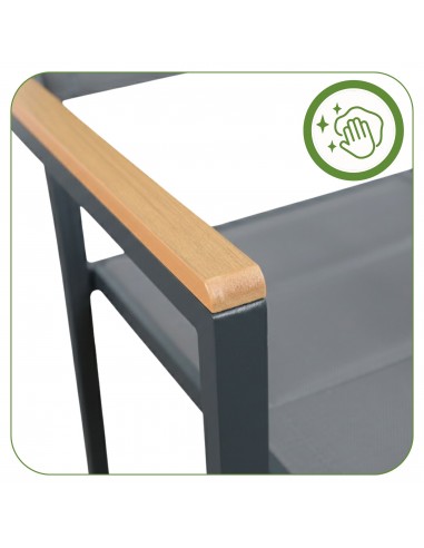 Zestaw grafitowych krzeseł do ogrodu na balkon taras z aluminium 2 szt.  8