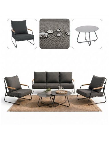Elegancki zestaw wypoczynkowy dla 5 osób Palermo Meven: Sofa + 2x Fotel + 2x Stolik 