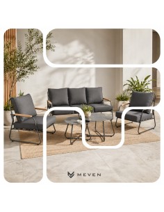 Elegancki zestaw wypoczynkowy dla 5 osób Palermo Meven: Sofa + 2x Fotel + 2x Stolik  2