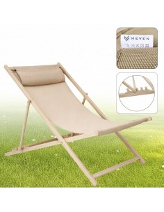Klasyczny leżak ogrodowy plażowy rozkładany stalowa rama Vigo MEVEN beżowy 