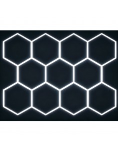 Modułowe oświetlenie sufitowe LED HEXAGON warsztatowe garażowe biurowe NAC-A0007H11 235x326 cm, 6000 K 