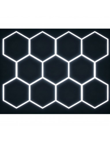 Modułowe oświetlenie sufitowe LED HEXAGON warsztatowe garażowe biurowe NAC-A0007H11 235x326 cm, 6000 K 