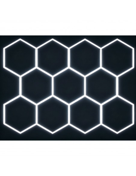 Modułowe oświetlenie sufitowe LED HEXAGON warsztatowe garażowe biurowe NAC-A0007H11 235x326 cm, 6000 K 