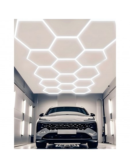 Modułowe oświetlenie sufitowe LED HEXAGON warsztatowe garażowe biurowe NAC-A0007H14 235x408 cm, 6000 K  2