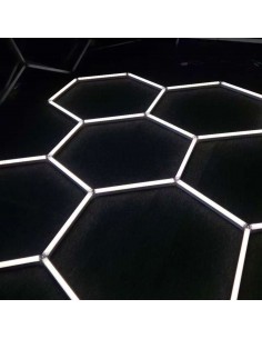 Modułowe oświetlenie sufitowe LED HEXAGON warsztatowe garażowe biurowe NAC-A0007H14R z ramą 2410×4800 mm, 6000 K  2
