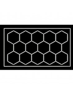 Modułowe oświetlenie sufitowe LED HEXAGON warsztatowe garażowe biurowe NAC-A0007H14R z ramą 2410×4800 mm, 6000 K 