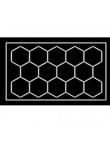 Modułowe oświetlenie sufitowe LED HEXAGON warsztatowe garażowe biurowe NAC-A0007H14R z ramą 2410×4800 mm, 6000 K 