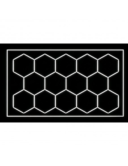 Modułowe oświetlenie sufitowe LED HEXAGON warsztatowe garażowe biurowe NAC-A0007H14R z ramą 2410×4800 mm, 6000 K 