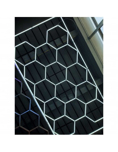 Modułowe oświetlenie sufitowe LED HEXAGON warsztatowe garażowe biurowe NAC-A0007H14R z ramą 2410×4800 mm, 6000 K  3