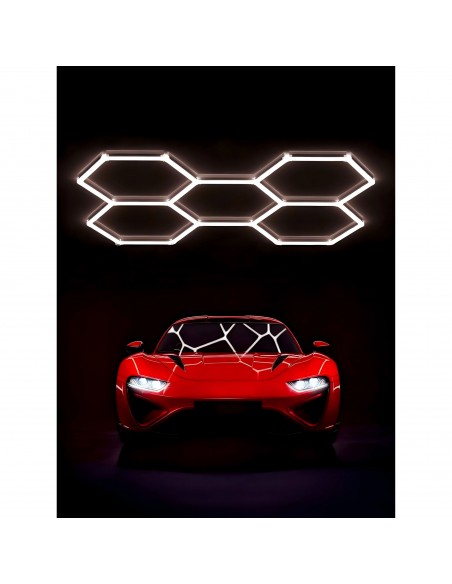 Modułowe oświetlenie sufitowe LED HEXAGON warsztatowe garażowe biurowe NAC-A0007H5 1628×2315 mm, 4000 K  7