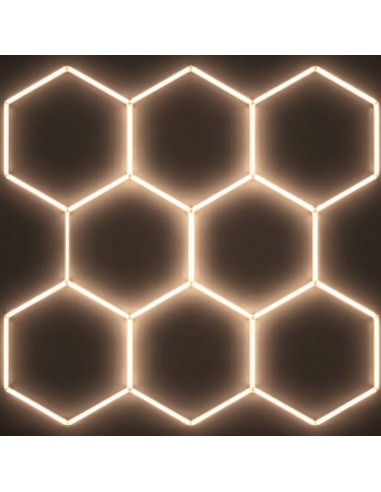 Modułowe oświetlenie sufitowe LED HEXAGON warsztatowe garażowe biurowe NAC-A0007H8 245x235cm, 4000 K  3