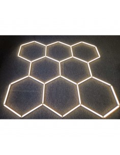 Modułowe oświetlenie sufitowe LED HEXAGON warsztatowe garażowe biurowe NAC-A0007H8 245x235cm, 4000 K 