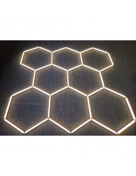 Modułowe oświetlenie sufitowe LED HEXAGON warsztatowe garażowe biurowe NAC-A0007H8 245x235cm, 4000 K 