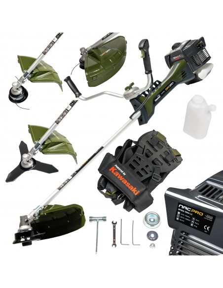 Mocna kosa spalinowa z silnikiem Kawasaki 45,4CC NAC PRO żyłka + tarcza + zestaw akcesoriów 