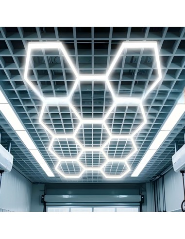 Modułowe oświetlenie sufitowe LED HEXAGON warsztatowe garażowe biurowe NAC-A0007H11 235x326 cm, 6000 K  4
