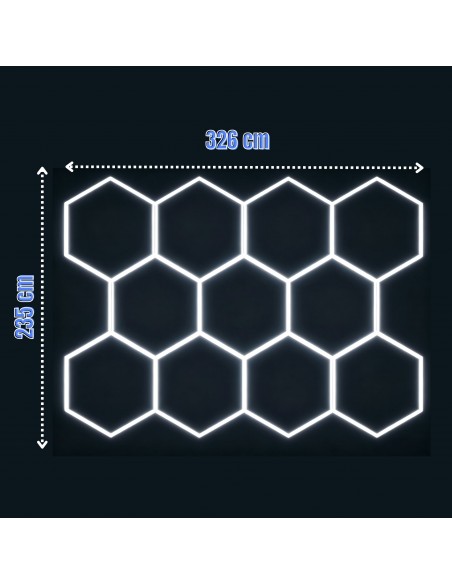 Modułowe oświetlenie sufitowe LED HEXAGON warsztatowe garażowe biurowe NAC-A0007H11 235x326 cm, 6000 K  8