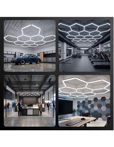 Modułowe oświetlenie sufitowe LED HEXAGON warsztatowe garażowe biurowe NAC-A0007H11 235x326 cm, 6000 K  11