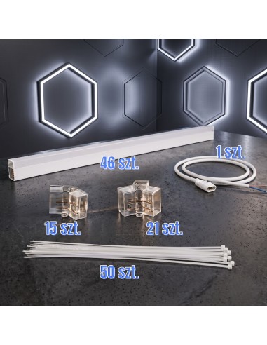 Modułowe oświetlenie sufitowe LED HEXAGON warsztatowe garażowe biurowe NAC-A0007H11 235x326 cm, 6000 K  7