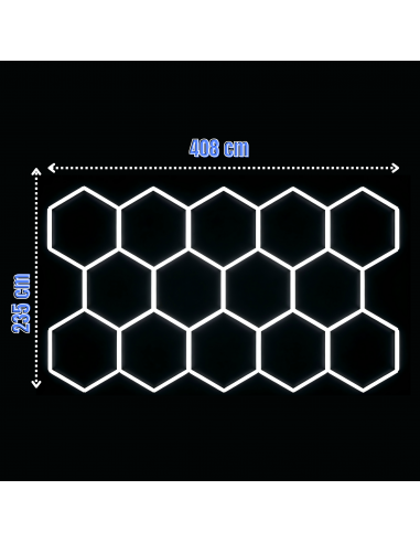 Modułowe oświetlenie sufitowe LED HEXAGON warsztatowe garażowe biurowe NAC-A0007H14 235x408 cm, 6000 K  6