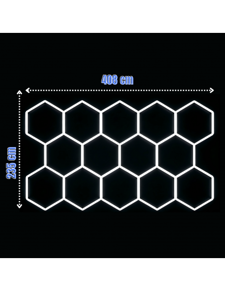 Modułowe oświetlenie sufitowe LED HEXAGON warsztatowe garażowe biurowe NAC-A0007H14 235x408 cm, 6000 K  6