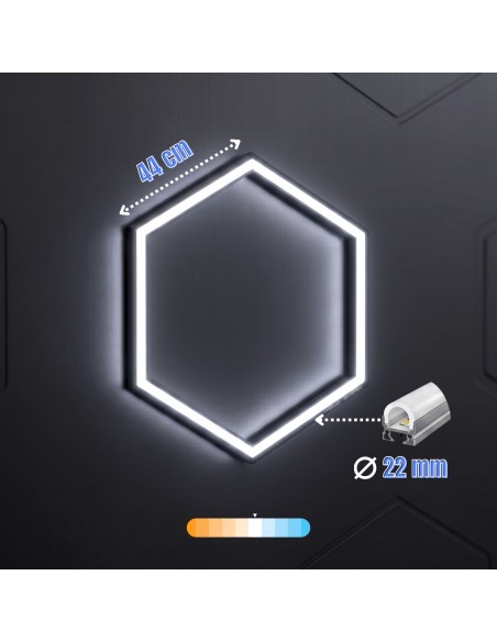 Modułowe oświetlenie sufitowe LED HEXAGON warsztatowe garażowe biurowe NAC-A0007H14 235x408 cm, 6000 K  4