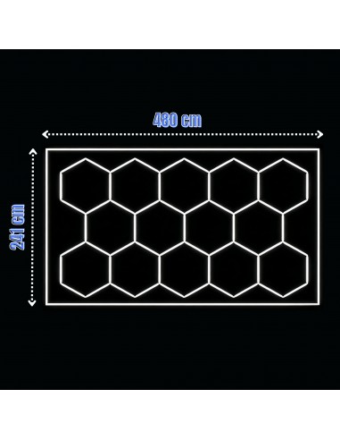 Modułowe oświetlenie sufitowe LED HEXAGON warsztatowe garażowe biurowe NAC-A0007H14R z ramą 2410×4800 mm, 6000 K  9