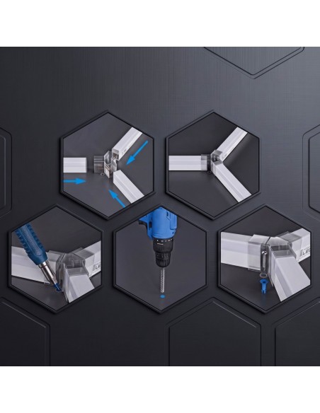Modułowe oświetlenie sufitowe LED HEXAGON warsztatowe garażowe biurowe NAC-A0007H14R z ramą 2410×4800 mm, 6000 K  7