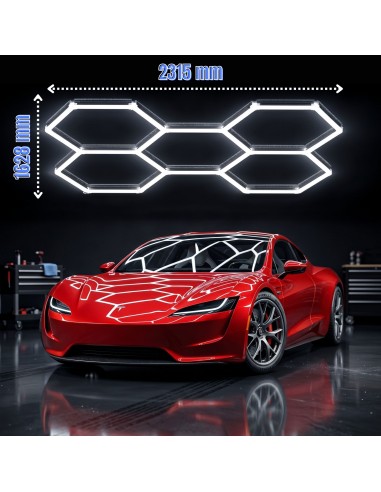Modułowe oświetlenie sufitowe LED HEXAGON warsztatowe garażowe biurowe NAC-A0007H5 1628×2315 mm, 4000 K  3