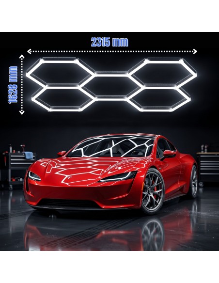 Modułowe oświetlenie sufitowe LED HEXAGON warsztatowe garażowe biurowe NAC-A0007H5 1628×2315 mm, 4000 K  3