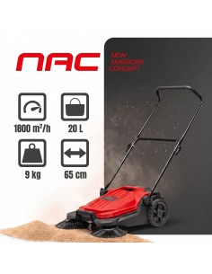 Lekka zamiatarka manualna ręczna do kostki chodnika podjazdu tarasu NAC ZM-HS-S13 65cm 3 szczotki kosz 20l  2